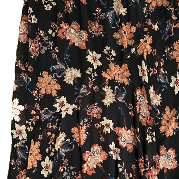 Supply & Demand L navy & multi color floral full length skirt w elastic waist - Picture 4 of 8